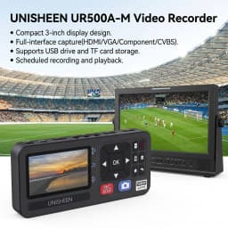 UNISHEEN HD Video Capture Box 1080P Video to Digital Converter with 3" Screen, 4K HDMI/CVBS/VGA/YPBPR Inputs Video Recorder