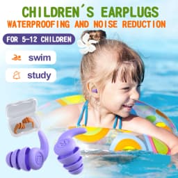 1 Pair Silicone Ear Protector Waterproof 3 Layers Swimming Ear Plugs Reduction Soundproof Lightweight for 5-12 Year Old Children