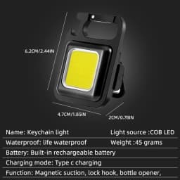 800LM LED Small Rechargeable COB Keychain Flashlights Portable Emergency Lamps Strong Magnetic Repair Work Outdoor Camping Light