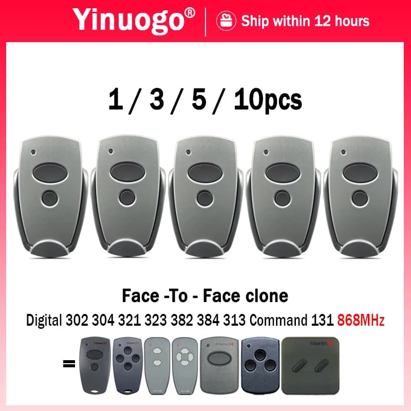 1-10pcs 868MHz Garage Remote Control Digital 304 302 384 382 313 321 323 868 Gate Opener Hand Transmitter