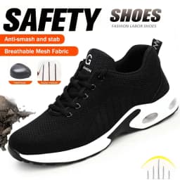 Steel Toe Safety Shoes Men Women Security Protection Work Shoes Lightweight Safety Boots Air Cushion Indestructible Shoes