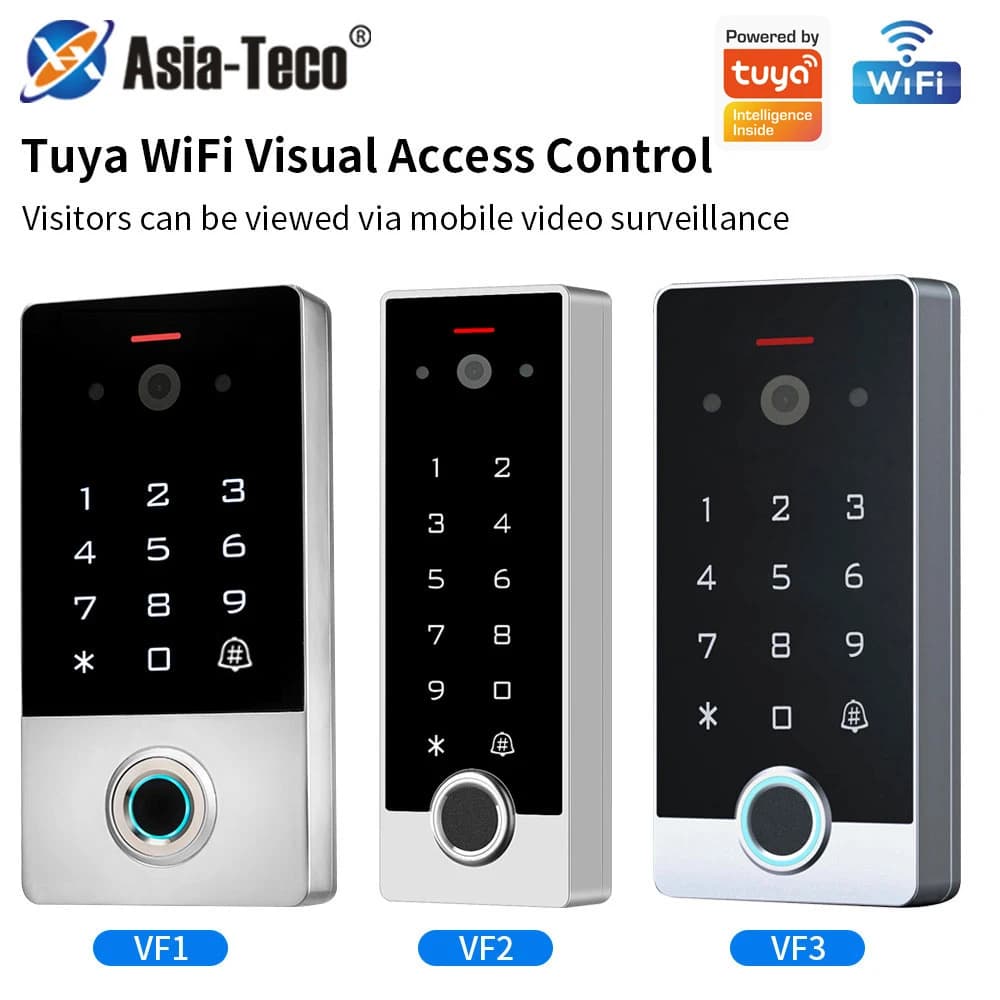 Video Intercom WiFi Fingerprint Access Control Keyboard Door Opener and No Monitor Intercom Support Tuya App Control System