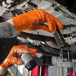 Heavy Duty Orange Nitrile Gloves 8Mil Industrial Disposable Gloves with Diamond Textured Grip for Mechanic Safety & Work Gloves