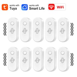 Tuya WiFi Vibration Sensor White Black Door Window Glass Broken Detector Home Security Anti-theft Smart Life APP Real-Time Alert