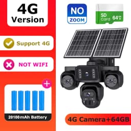 SHIWOJIA 20MP 10X ZOOM Camara Solar 4G SIM 5 Lens 4 Screens Security Protection 360° Auto Tracking Home Surveillance Systems