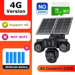 SHIWOJIA 20MP 10X ZOOM Camara Solar 4G SIM 5 Lens 4 Screens Security Protection 360° Auto Tracking Home Surveillance Systems