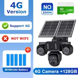 SHIWOJIA 20MP 10X ZOOM Camara Solar 4G SIM 5 Lens 4 Screens Security Protection 360° Auto Tracking Home Surveillance Systems