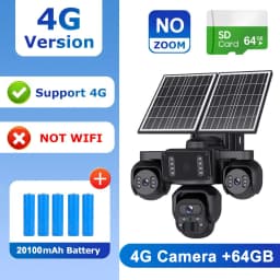 SHIWOJIA 20MP 10X ZOOM Camara Solar 4G SIM 5 Lens 4 Screens Security Protection 360° Auto Tracking Home Surveillance Systems