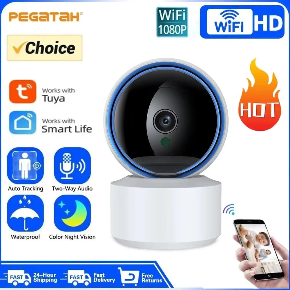 Tuya 5MP WiFi IP Camera Baby Monitor 360° PTZ Motion Detection 2 Way Audio Night Vision Supports TCP/IP/ONVIF Private Protocol