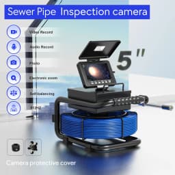 Pipe Inspection Camera 5in+ Self-Leveling 512HZ Transmitter+Audio Recording +DVR Drain Sewer Inspection Video Endoscope Camera