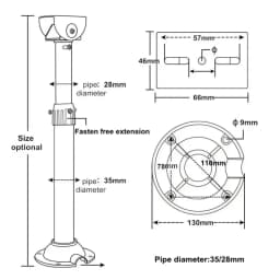 I-Type White Universal Monitoring Telescopic Bracket Bullet Security CCTV Camera Ceiling Mount Bracket Vertical Hoisting Support