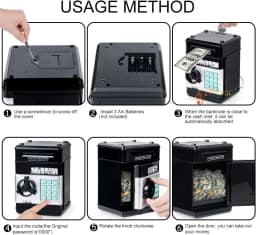 Money Box Piggy Bank ATM Password Automatic Electronic Piggy Cash Coin Saving Box ATM Bank Safe Box Deposit Banknote Gift