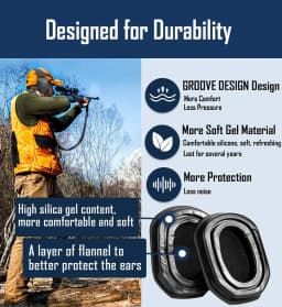 Replacement Silicone Gel Ear Pads Cover Compatible with Walkers Razor/Howard Leight Honeywell Impact Earmuffs