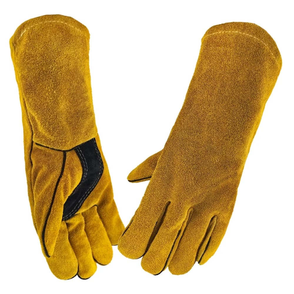 Leather Flame Retardant Gloves,방염장갑,Welding Gloves Heat Insulation Anti-cut Woodstove Fireplace Barbecue Baking Camping 용접