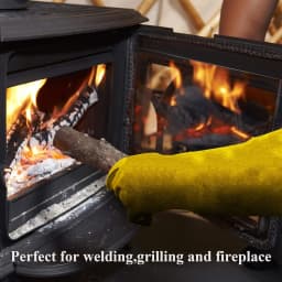 Leather Flame Retardant Gloves,방염장갑,Welding Gloves Heat Insulation Anti-cut Woodstove Fireplace Barbecue Baking Camping 용접