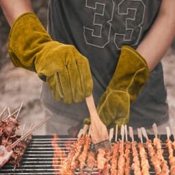 Leather Flame Retardant Gloves,방염장갑,Welding Gloves Heat Insulation Anti-cut Woodstove Fireplace Barbecue Baking Camping 용접