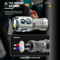 Mini EDC Flashlight 2000LM 18350 Battery USB Rechargeable LED Flashlight with Tail Magnet RGB Side Lamp Camping Emergency Lamp