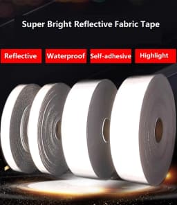 Polyester Grey Silver Reflective Strip Sticker Raincoats Backpacks Night Warning Adhesive Reflector Tape