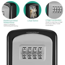 Key Lock Box Wall Mounted Stainless Steel Key Safe Weatherproof 4 Combination Key Storage Lock Box for Indoor and Outdoor Use