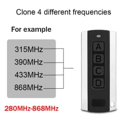 Multi-Frequency Garage Door Remote Control Duplicator 280MHz-868MHz Self-Copy Variable Code Grabber Barrier Keychain Transmitter