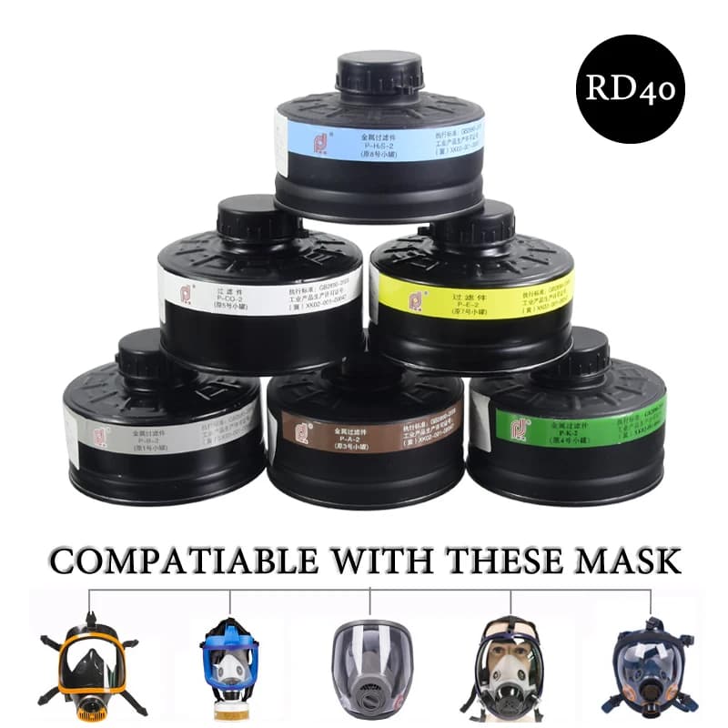 Metal Case Filtering Canister Chemical Organic Gas CO Filter RD40 For Full Mask Gas Respirator Painting Spray Pesticide Replace