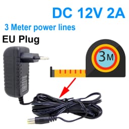 EU Power Adapter Extension Cord 3 Meters Charger For CCTV Camera Input AC 100-240V Output DC 12V 2A (2.1mm*5.5mm)