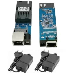 1Pair Mini Gigabit Fiber Optical Media Converter 100/1000Mbps Optic Transceiver SC to RJ45 Ethernet Switch 20Km With EU Power