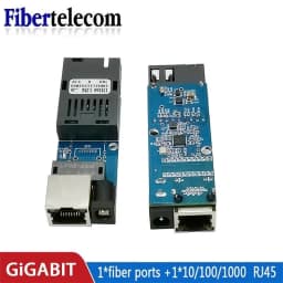 1Pair Mini Gigabit Fiber Optical Media Converter 100/1000Mbps Optic Transceiver SC to RJ45 Ethernet Switch 20Km With EU Power