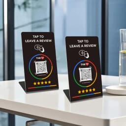 13.56Mhz programmable Google Review Card NFC station table NFC Google Reviews display bending card standing brand bracket