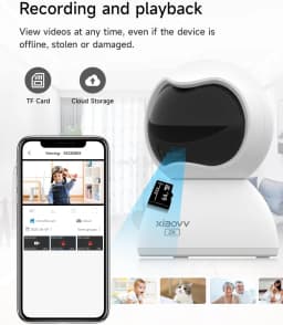 XIAOVV Indoor WiFi Surveillance Camera 2K Pet and Baby Camera with Motion Tracking 360° WiFi IP Home Cameras Night Vision