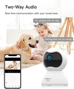 XIAOVV Indoor WiFi Surveillance Camera 2K Pet and Baby Camera with Motion Tracking 360° WiFi IP Home Cameras Night Vision
