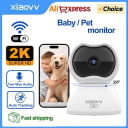 XIAOVV Indoor WiFi Surveillance Camera 2K Pet and Baby Camera with Motion Tracking 360° WiFi IP Home Cameras Night Vision