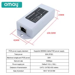1 to 2 Port POE Extender 100/1000Mbps IEEE 802.3af/at Standard 48V for NVR IP Camera POE Extend 100 Meters for POE Range