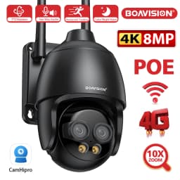 HD 8MP WIFI/4G SIM Card/POE Surveillance Camera 10X Digital Zoom AI Humanoid Detection Auto Tracking 2.8mm 8mm Dual Lens Camera