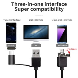 5.5/8mm HD Sewer Industrial Endoscope Waterproof Piping Endoscopy Type C Mini Camera 3 in 1 Automotive Borescope for Android