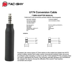 TS TAC-SKY Tactical Headset Adapter U-174 NATO/Military To Civilian Wiring Adapter for PeltorComta / Msa Sordin / TCI Hi-threat