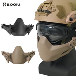 BOOIU Tactical Half Face Folding Mask Nylon Adjustable Wargame Hunting Paintball Airsoft Protective Masks Helmet Accessories