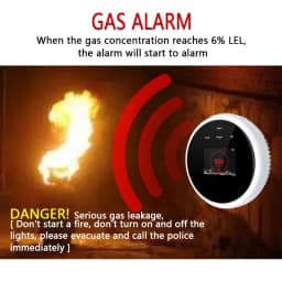 Tuya Wifi Natural Gas Leakage Detector Sensor Smart Alarm Gas Fire Security Digital LED Temperature Display for Home Kitchen