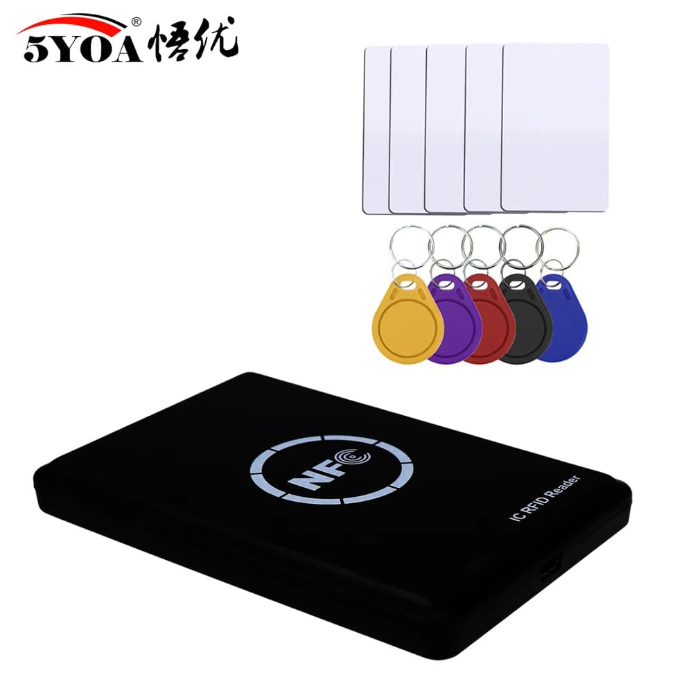 5YOA RFID Card Reader Copier Duplicator Key fob NFC Smart Card Reader Writer 13.56MHz Encrypted Programmer uid keyfobs
