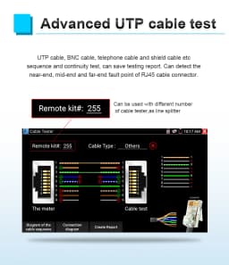 CCTV IPC Tester UTP Cable Test NO255 Detect The Near-end Mid-end And Far-end Faulty Point Of The Network Cable Crystal Head