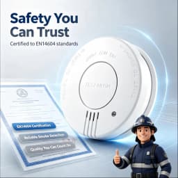 CCEsafety SA10 Smoke Detector 9V Replaceable Battery Fire Alarm Smoke Sensor Hush Button For Home Apartment Rental CE EN14604