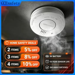 CCEsafety SA10 Smoke Detector 9V Replaceable Battery Fire Alarm Smoke Sensor Hush Button For Home Apartment Rental CE EN14604