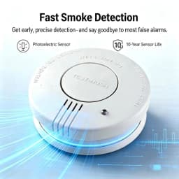 CCEsafety SA10 Smoke Detector 9V Replaceable Battery Fire Alarm Smoke Sensor Hush Button For Home Apartment Rental CE EN14604