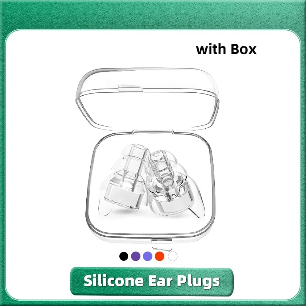 High Fidelity Silicone Earplugs - Reusable Noise Reduction Hearing Protection Ear-Plugs with Case for Concerts Musicians