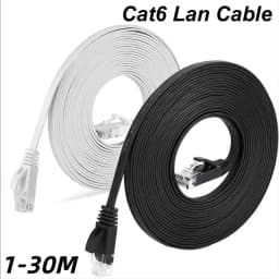High Speed White Flat Ethernet Network Cable CAT6 Flat LAN RJ45 1000Mbps 0.5M 1M 1.5M 2M 3M 5M 10M 30M Cord for PC Laptop