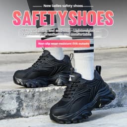 Safety Shoes Women's Work Boots Steel Toe Cap Puncture-Proof Indestructible Security Work Shoes Lightweight Comfortable Sneakers