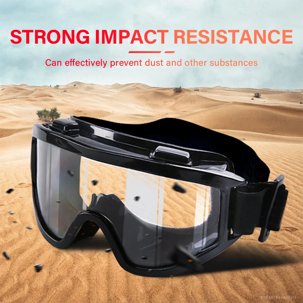 Professional Goggles Splashproof Dustproof Windproof Sandproof Transparent & Black Riding Skiing Sports Glasses