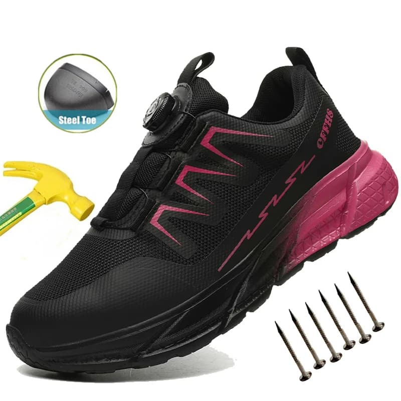Indestructible Women's Steel Toe Work Safety Shoes Anti-smash Anti-Punctur Breathable Work Factory Shoes Women's Work Shoes