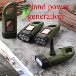 Solar Hand Crank Flashlight - 3-in-1 Emergency LED Light with Camping Power Bank Outdoor Survival Gear