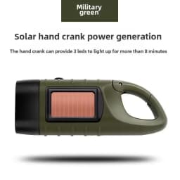 Solar Hand Crank Flashlight - 3-in-1 Emergency LED Light with Camping Power Bank Outdoor Survival Gear